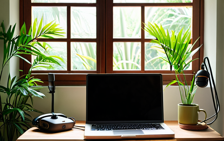 **Image Prompt:** A serene workspace in Vietnam. Sunlight streams through a window illuminating lush green plants and a tidy desk. Noise-canceling headphones rest beside a laptop. The soft glow of a desk lamp creates a peaceful atmosphere conducive to concentration. A half-empty glass of water sits nearby as a reminder to stay hydrated. Subtle Vietnamese-style décor complements the scene.