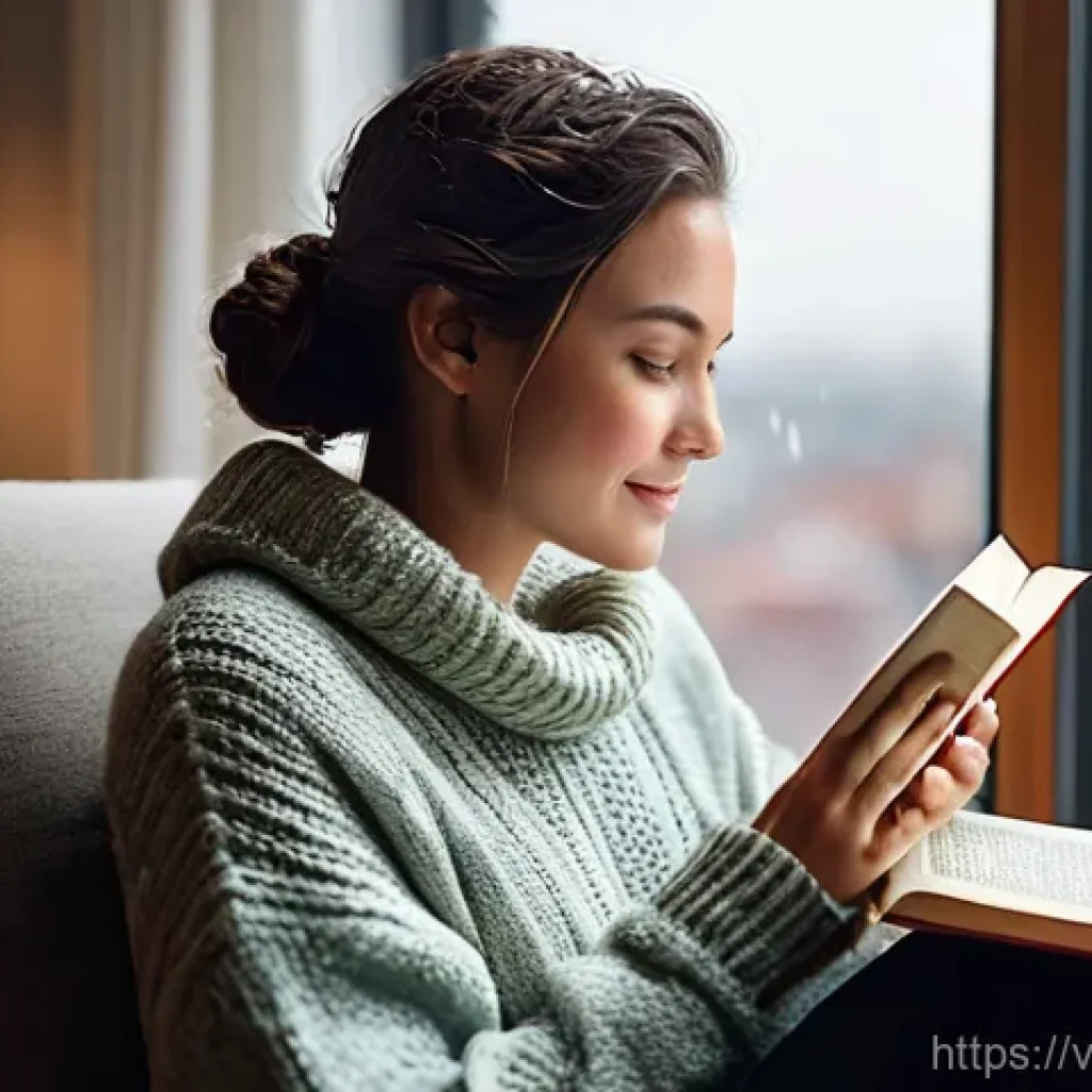 집중력을 높이는 방법으로서의 독서 - **Prompt 1: Serene Focus in a Cozy Reading Nook**
    A young woman in her late 20s, with a gentle s...