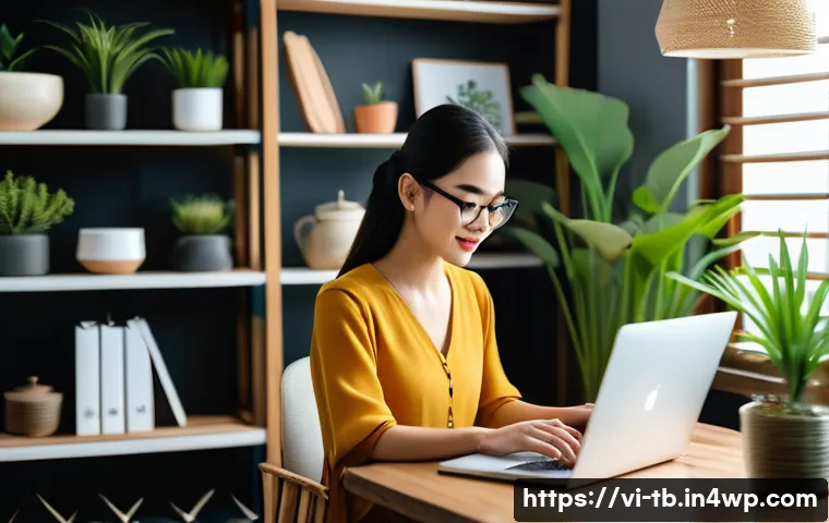 효율적인 시간 관리로 집중력 높이기 - A modern Vietnamese home office scene featuring a young professional woman using Google Calendar on ...