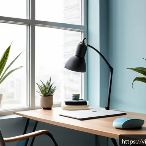 Home 31 집중력 향상을 위한 환경 리셋 방법 - A modern, cozy home office corner in a Vietnamese apartment with large windows allowing abundant nat...